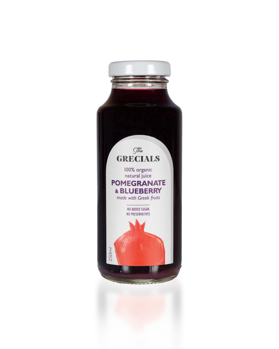 100% organic natural juice POMEGRANATE – BLUEBERRY made with Greek fruits - The Grecials